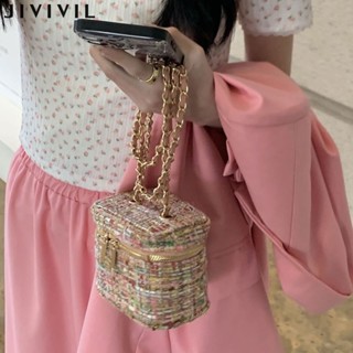 JIVIVIL ผู้หญิงชุดสะสมโซ่ผ้าลายวินเทจน่ารักกล่องมินิ