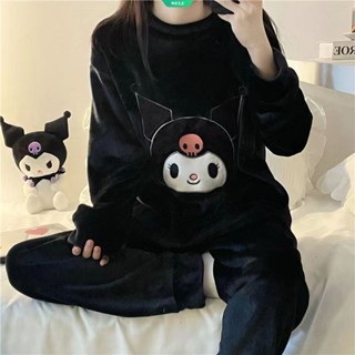 Sanrio Facecloth ชุดนอน เสื้อแขนยาว กางเกงขายาว ลายการ์ตูนคิตตี้ ชินนาม่อนโรล เรียบง่าย ให้ความอบอุ่น ใส่สบาย เหมาะกับฤดูใบไม้ร่วง และฤดูหนาว สําหรับเด็กผู้หญิง 2023
