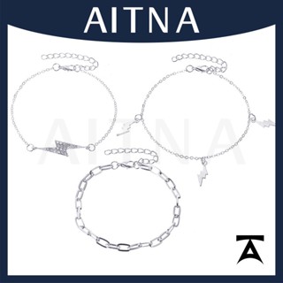 Aitina 3 ชิ้น / เซต บุคลิกภาพ อินเทรนด์ จี้ สร้อยข้อมือ โซ่ฟ้าผ่า ชุดเข็มกลัด สร้อยข้อมือ แฟชั่นผู้หญิง แฟชั่น