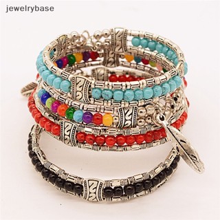 [jewelrybase] สร้อยข้อมือ กําไลข้อมือ ประดับขนนก สีเงิน สไตล์ทิเบต ยิปซี เทอร์ควอยซ์ วินเทจ โบฮีเมียน บูติก