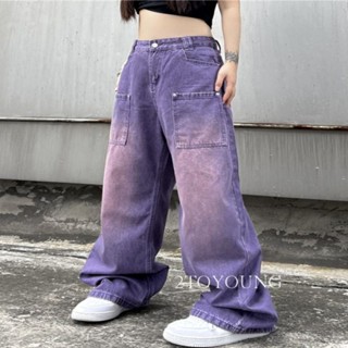 2TOYOUNG กางเกงขายาว คาร์โก้ กางเกง เชือกอเมริกันคลาสิค Cargo pants 2023 NEW 072105