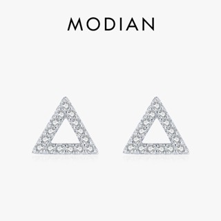 Modian ต่างหูสตั๊ด เงินแท้ 925 ทรงสามเหลี่ยม สีใส เรียบง่าย สําหรับผู้หญิง 2022