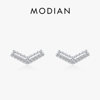 Modian ต่างหูสตั๊ด เงินแท้ 925 ประดับลูกปัดลูกศร เพทาย เรืองแสง เครื่องประดับ สําหรับผู้หญิง งานแต่งงาน