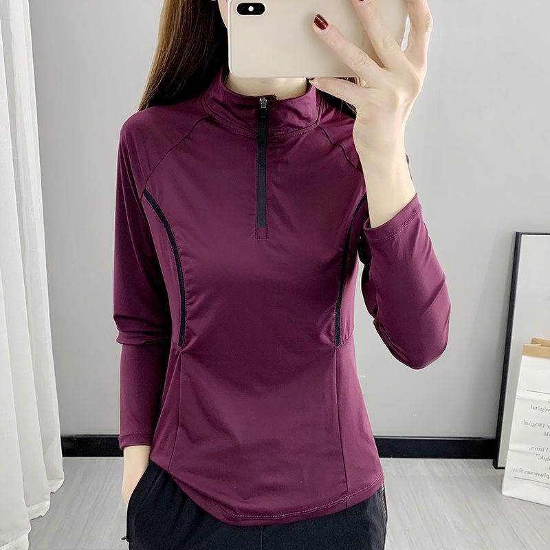 เสื้อยืดแขนยาวยืดหยุ่นสูงแห้งเร็วเหมาะกับการเล่นกีฬาวิ่ง