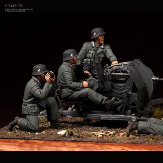 9.9 เหนื่อยมาก[ส่งไว] โมเดลฟิกเกอร์ทหาร 1/35 World War II High Artillery 4 คน ไม่มีฟิกเกอร์เรซิ่น Cannon สีขาว A-1446 CGJR