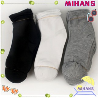 Mih ถุงเท้าข้อกลาง กันลื่น สีพื้น สําหรับผู้ชาย
