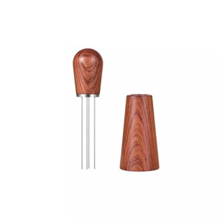 cloth powder needles เข็มเกลี่ยผงกาแฟ (ด้ามจับไม้ พร้อมฐานวาง)