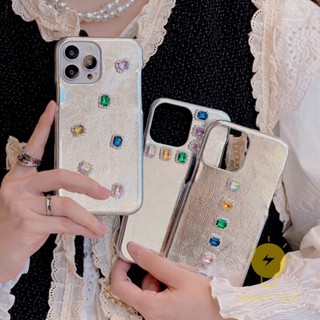 For เคสไอโฟน 14 Pro Max [Silver Leather Diamond] เคส Phone Case For iPhone 14 Pro Max Plus 13 12 11 For เคสไอโฟน11 Ins Korean Style Retro Classic Couple Shockproof Protective TPU Cover Shell