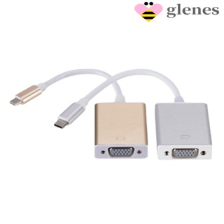 Glenes อะแดปเตอร์แปลง Type C เป็น VGA Type-C 3.1 10Gbps ติดตั้งง่าย 24pin ขนาดเล็ก สําหรับแท็บเล็ต มอนิเตอร์ โปรเจคเตอร์ ทีวี