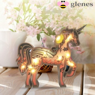 Glenes บล็อกไม้ รูปยูนิคอร์น 3D 5 ชั้น แฮนด์เมด สําหรับตกแต่งบ้าน