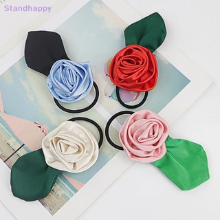 Standhappy Sa Scrunchies ยางรัดผม แบบยืดหยุ่น ลายดอกกุหลาบ สไตล์เกาหลี โรแมนติก ของขวัญสําหรับผู้หญิง