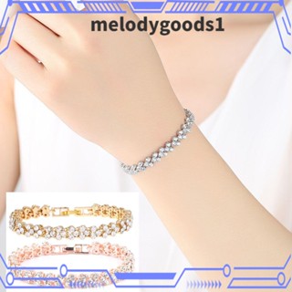 Melodygoods1 กําไลข้อมือ ประดับเพชรคริสตัล พลอยเทียม รูปหัวใจ โรแมนติก สําหรับเจ้าสาว 2 ชิ้น