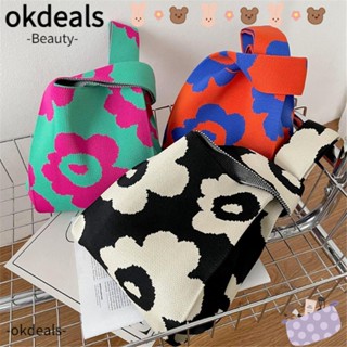 OKDEALS กระเป๋าถือ ผ้าถัก แฮนด์เมด สําหรับผู้หญิง