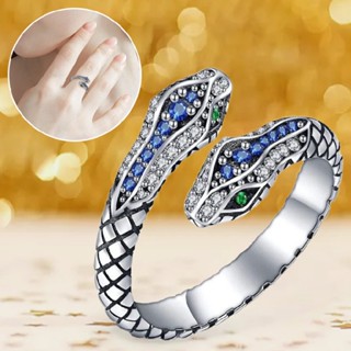 New 925 Silver Snake Women Men Rings Jewelry Cubic Zirconia Party Band Ring Gift