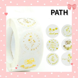 PATH สติกเกอร์ฉลาก ลาย Thank You ฟอยล์สีทอง ทรงกลม 1 นิ้ว สําหรับติดตกแต่งธุรกิจ ขนาดเล็ก