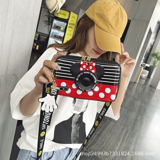 Hot Sale# fashion small square bag for women 2022 new cute cartoon girl simple single shoulder all-match wide shoulder strap camera messenger bag 8cc