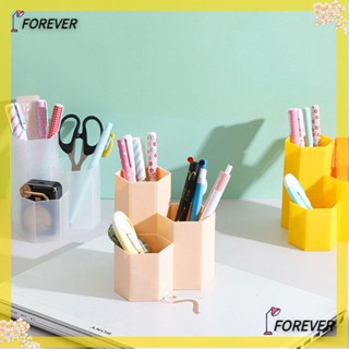 FOREVER กล่องหกเหลี่ยม สามช่อง สําหรับเก็บปากกา และแปรง