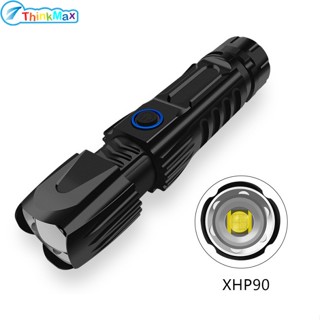 ไฟฉายโฟกัส 6200LM 5 โหมด XHP90 ปรับได้ พร้อมแบตเตอรี่