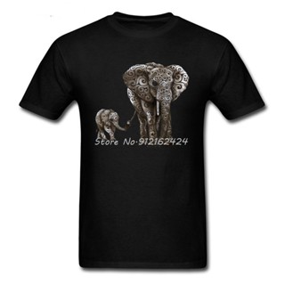 Plus Size 2017 MenS White T Shirt Fashion Printing Tops/Tees Thailand Elephant Mother And Elephant Tshirt