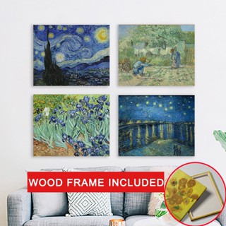 (พร้อมกรอบ) ภาพวาดผ้าใบ รูปดอกทานตะวัน ดาว กลางคืน สําหรับตก…