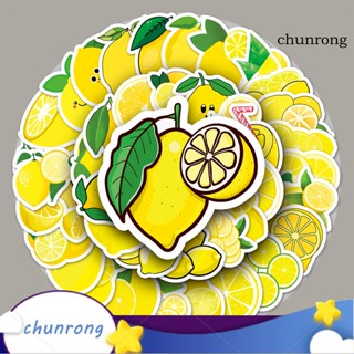 Chunrong สติกเกอร์ ลายผลไม้ มะนาว กันน้ํา ใช้ซ้ําได้ สําหรับตกแต่งสมุดภาพ โทรศัพท์ DIY 50 ชิ้น