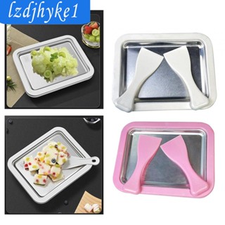 [Lzdjhyke1] กระทะทําไอศกรีม DIY พร้อมที่ขูด 2 ชิ้น อลูมิเนียมอัลลอย 22.5x17.5 ซม. สําหรับทําโยเกิร์ต หน้าร้อน