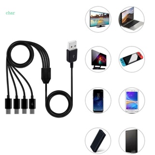 Char สายชาร์จ USB C 4 in 1 พร้อมพอร์ต Type-C ตัวผู้ 4 พอร์ต สําหรับโทรศัพท์มือถือ แท็บเล็ต