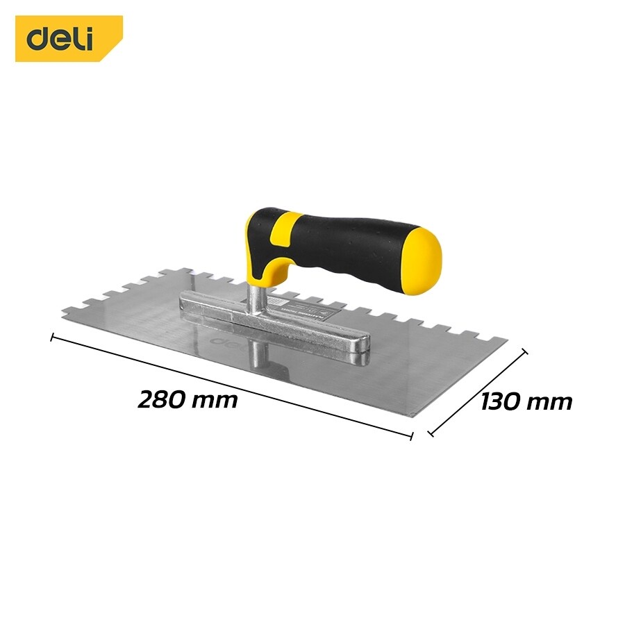 Deli เกรียงหวีฉาบปูน ขนาด 230 / 280 mm เกรียงฉาบฝ้า เกรียงสแตนเลส เกรียงสี่เหลี่ยมฉาบปูน สำหรับฉาบฝ้