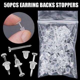 New 50pcs Plastic Stem Rubber Anti-Allergy Ear Stud Replacement Earring Stoppers