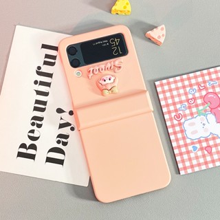 เคสมือถือ ลายการ์ตูนน่ารัก 3D สีชมพู แฟชั่น สําหรับ Samsung Galaxy Z Flip 5 4 3 zflip5 flip4 5G