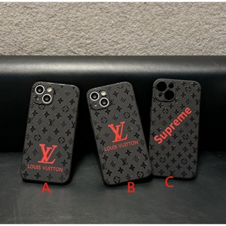 พร้อมส่ง ใหม่ เคสโทรศัพท์มือถือ ลาย lv ด้านหน้า สีแดง สีดํา สําหรับ iphone14 promax 14 14pro 14plus 13 12 11 13PROMAX