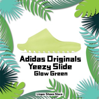 Adidas Originals Yeezy Slide "Glow Green" Slippers รองเท้าแตะ HQ6447