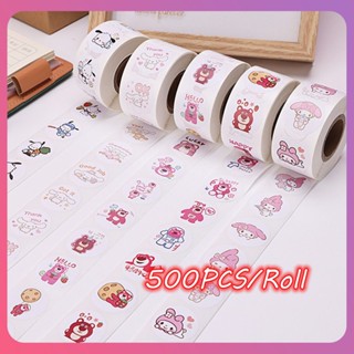 Creative 500pcs/roll Sanrio Collection Stickers Cute Cartoon Circular Melody Pochacco Children Reward Stickers Gift Decoration Lables Student Gift [COD]