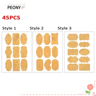 Peonypavilion สติกเกอร์ฉลากกระดาษคราฟท์ มีกาวในตัว แฮนด์เมด สําหรับตกแต่งเค้ก 45 ชิ้น