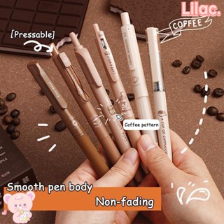 Lilac ปากกาหมึกเจล หมึกสีดํา ปากกากาแฟน่ารัก 0.5 มม. 5 ชิ้น