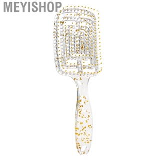 Meyishop Vented Hair Brush  Transparent Glitter Vent Paddle Ergonomic Curved Portable Hollow Styling for Salon Women