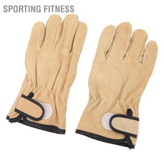  Sporting Fitness 1 คู่ถุงมือทำงานหนังวัวด้านในโพลีเอสเตอร์หนังวัวด้านนอกระบายอากาศถุงมือทนความร้อนสำหรับย่างทำอาหารเบเกอรี่
