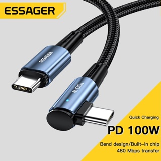 Essager สายเคเบิล USB Type C เป็น USB C มุม 90 องศา ชาร์จเร็ว 100W สําหรับ iPad MacBook Pro Xiaomi Samsung Huawei