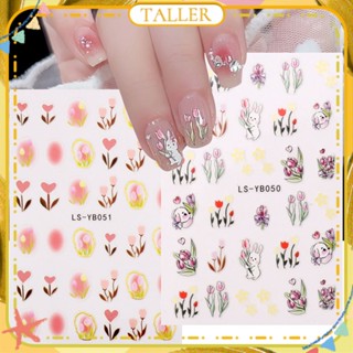 ✧Ready Stcok Nail Art Spring Little Fresh Sticker Phnom Penh Tulip Rabbit Sweet 3d Back Adhesive Sticker Nail Decoration Manicure Tool For Nail Shop TALLER