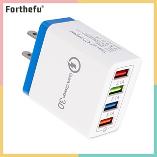 ★ Forthefu ★  Uk อะแดปเตอร์ชาร์จโทรศัพท์ USB 3A ปลั๊ก US ชาร์จเร็ว สําหรับเดินทาง