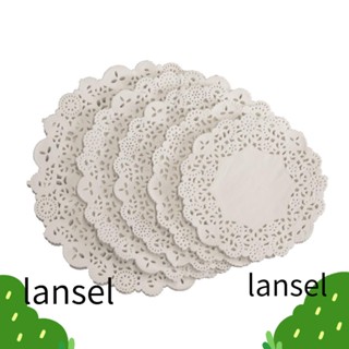 Lansel แผ่นรองจาน กระดาษรองเค้ก ลูกไม้ ทรงกลม สีขาว DIY