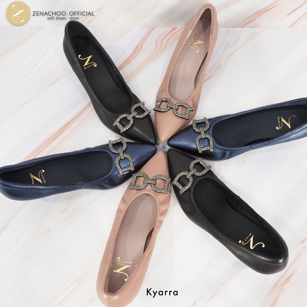 ทรงปกติสินค้าลดราคา ไม่รับเปลี่ยน-คืน ทุกกรณึ Zenachoo รุ่น Kyarra สูง 2นิ้ว รองเท้าหนังแกะแท้ หัวแหลมหน้ากว้าง