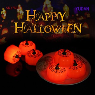 Yudan เทียน LED รูปฟักทอง ขนาดเล็ก สําหรับตกแต่งปาร์ตี้ฮาโลวีน คริสต์มาส 12 แพ็ค