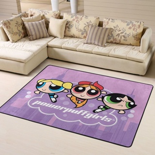 พรมโพลีเอสเตอร์ พิมพ์ลาย The Powerpuff Girls ขนาด 160*120 ซม. (63*48 นิ้ว) กันลื่น สําหรับตกแต่งบ้าน