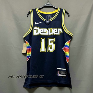 【คุณภาพสูง】นักเก็ต Nba 2021-22 Denver ของแท้ สําหรับผู้ชาย เสื้อกีฬาแขนสั้น ลายทีมชาติฟุตบอล Nikola Jokic ครบรอบ 75 ปี 15 ปี