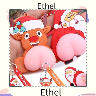 Ethel1 พวงกุญแจ ลายการ์ตูนซานตาคลอส คริสต์มาส คลายเครียด