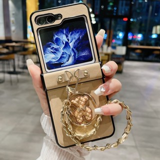 เคสป้องกันโทรศัพท์มือถือ แบบฝาพับ พร้อมสายคล้อง หรูหรา สไตล์มินิมอล สําหรับ Samsung Galaxy Z Flip 3 4 5 5G Z Flip5