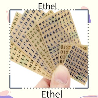 Ethel1 สติกเกอร์ตัวอักษร ตัวเลข ทองแดง นิกเกิล สีทอง สีเงิน สําหรับทําการ์ด 24 แผ่น