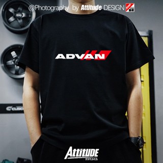 Tide brand AttitudeJDM เสื้อยืดแขนสั้น ผ้าฝ้าย พิมพ์ลายล้อ Yokohama Advan AD08R AD09