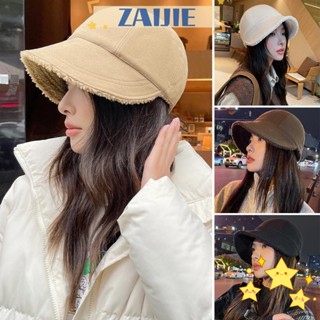 Zaijie24 หมวกเบสบอล หมวกแกะ ผ้าขนสัตว์ ขนแกะ ผ้ากํามะหยี่ขนนิ่ม แฟชั่นฤดูใบไม้ร่วง ฤดูหนาว